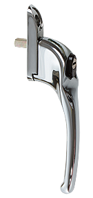 Traditional bright chrome cranked handle