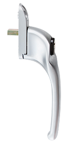 Traditional brushed chrome cranked handle